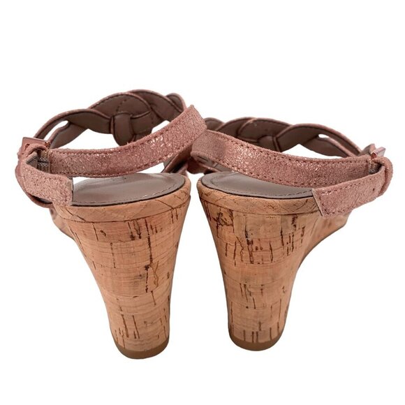 Donald Pliner Jooli Wedge Sandals Womens 6.5 Rose Gold Pink Metallic Summer - Picture 4 of 8